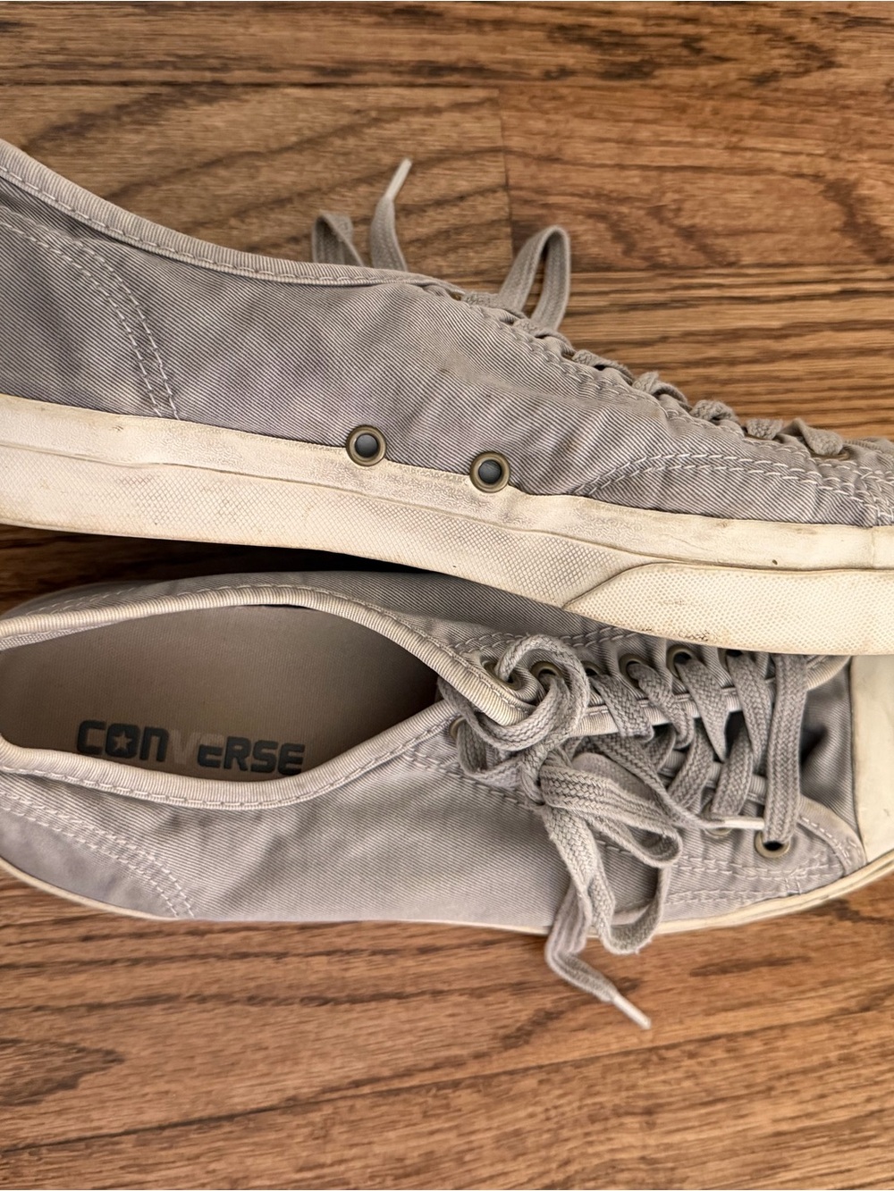 Jack Purcell Converse Men’s Low Top Canvas Sneakers in Light Gray